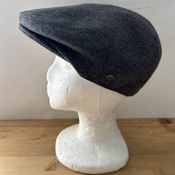 Epoch Hats Company Flat Cap Grey Wool Snap Brim Quilted Lining Driving Cabbie M - Picture 1 of 9